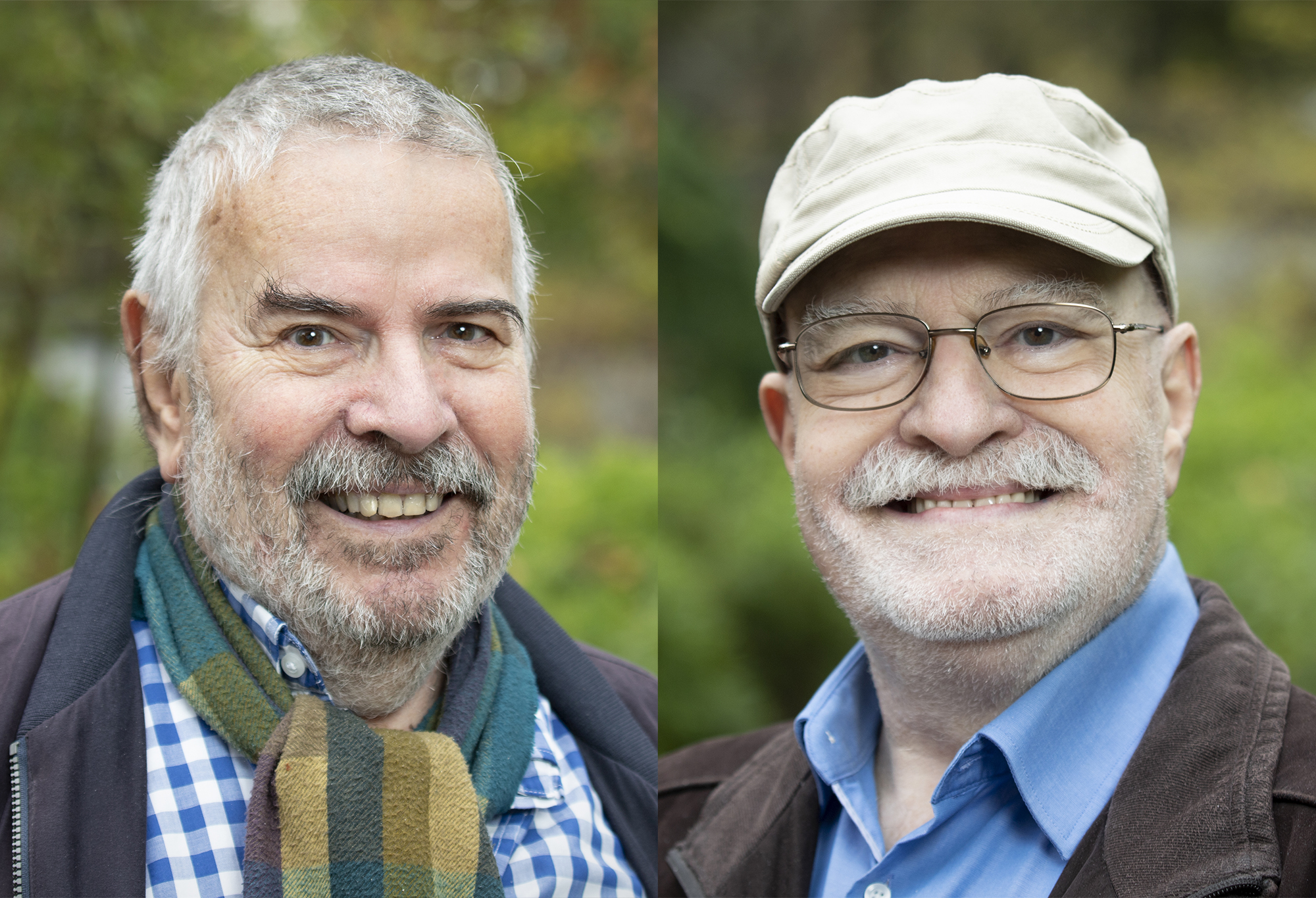 Porträts von Detlef und Antonio. Beide blicken lächelnd in die Kamera. 