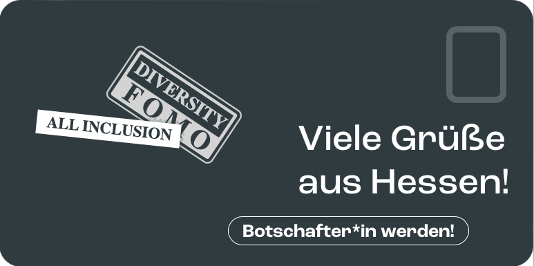 Grafik von einer Postkarte. Beschriftung: "Viele Grüße aus Hessen!"